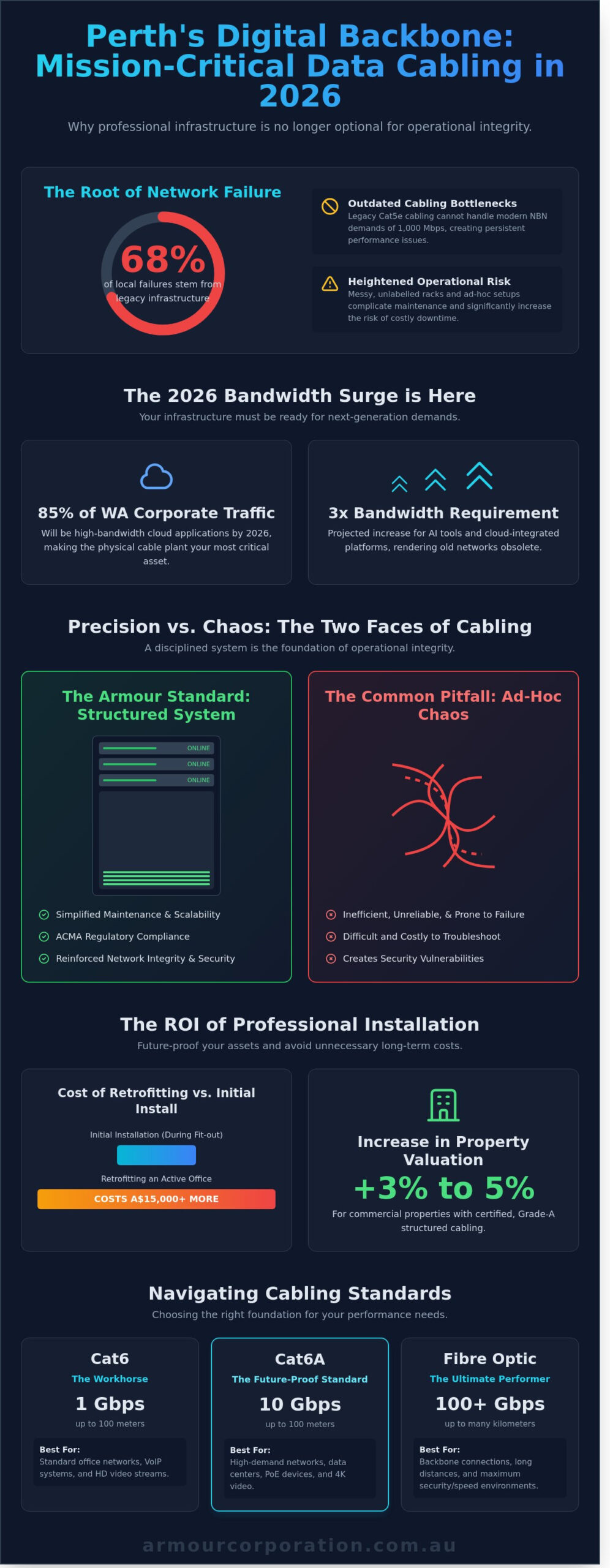Professional Data Cabling Installation in Perth: The 2026 Infrastructure Guide - Infographic