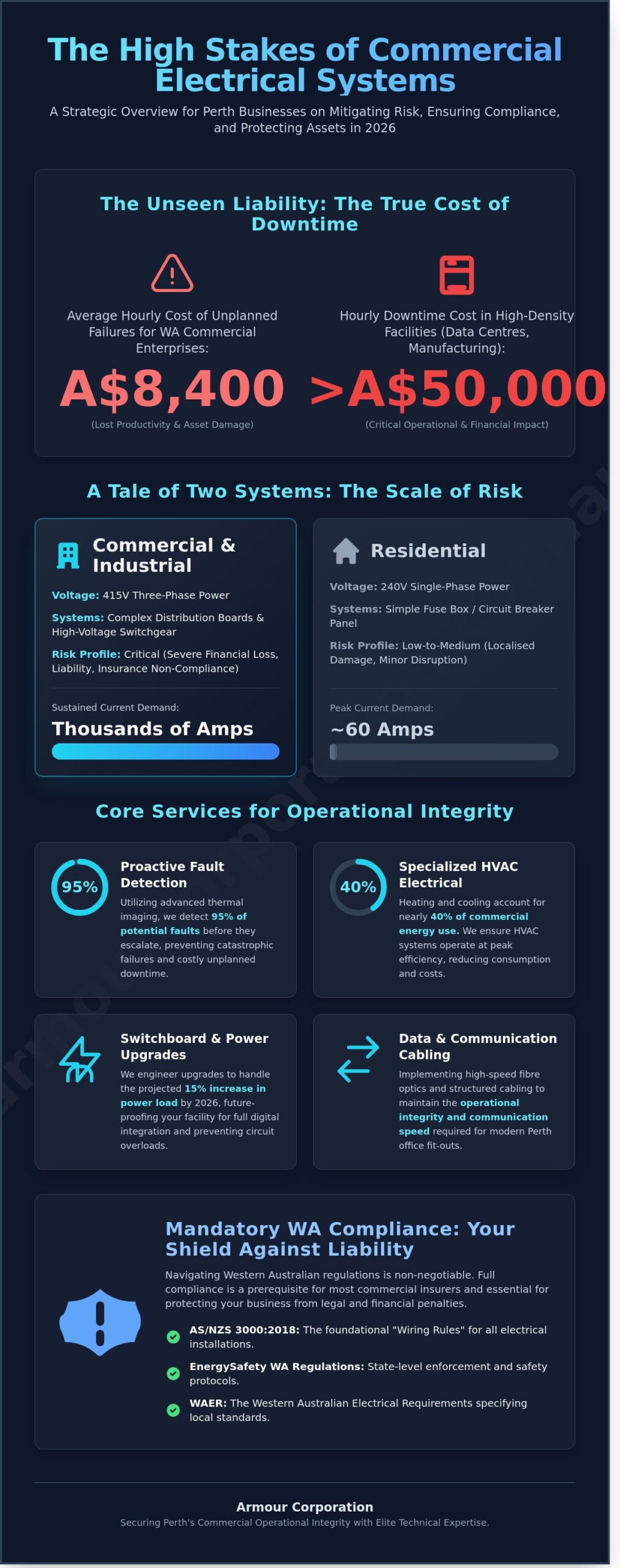 Commercial Electrician Perth: The 2026 Business Infrastructure & Safety FAQ Guide - Infographic
