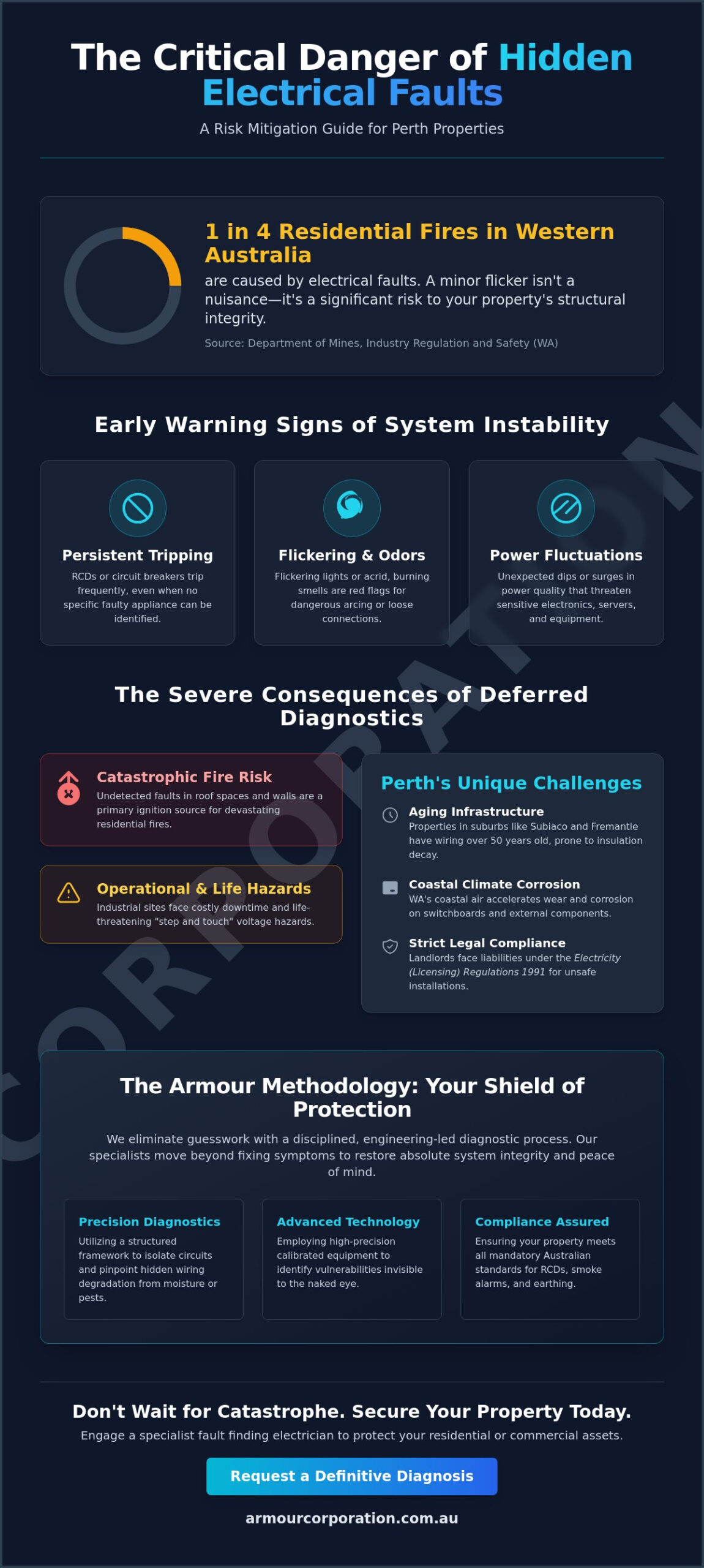 Expert Fault Finding Electrician Perth: Precision Diagnostics & Risk Mitigation - Infographic