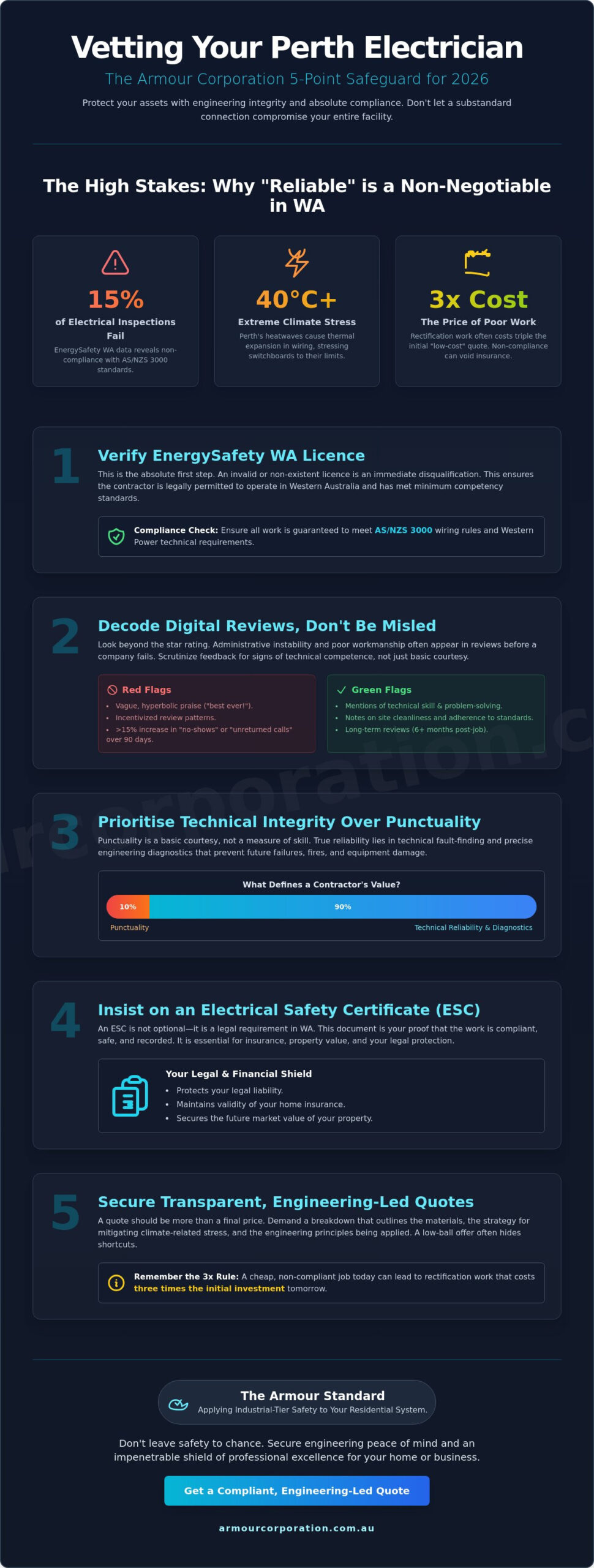 Reliable Electrician Perth Reviews: How to Identify Professional Excellence in 2026 - Infographic