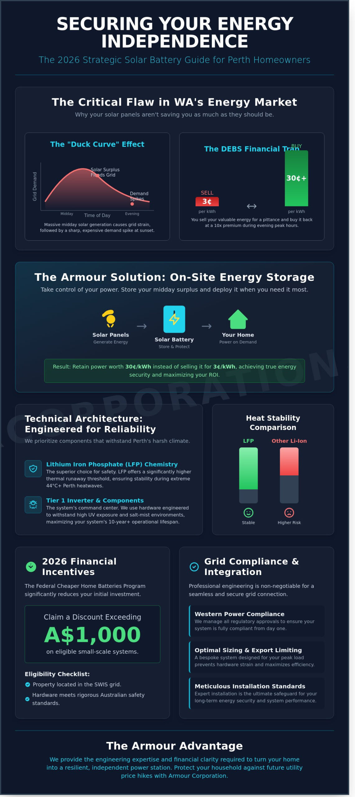 Solar Battery Perth: The 2026 Engineering Guide to Energy Independence - Infographic