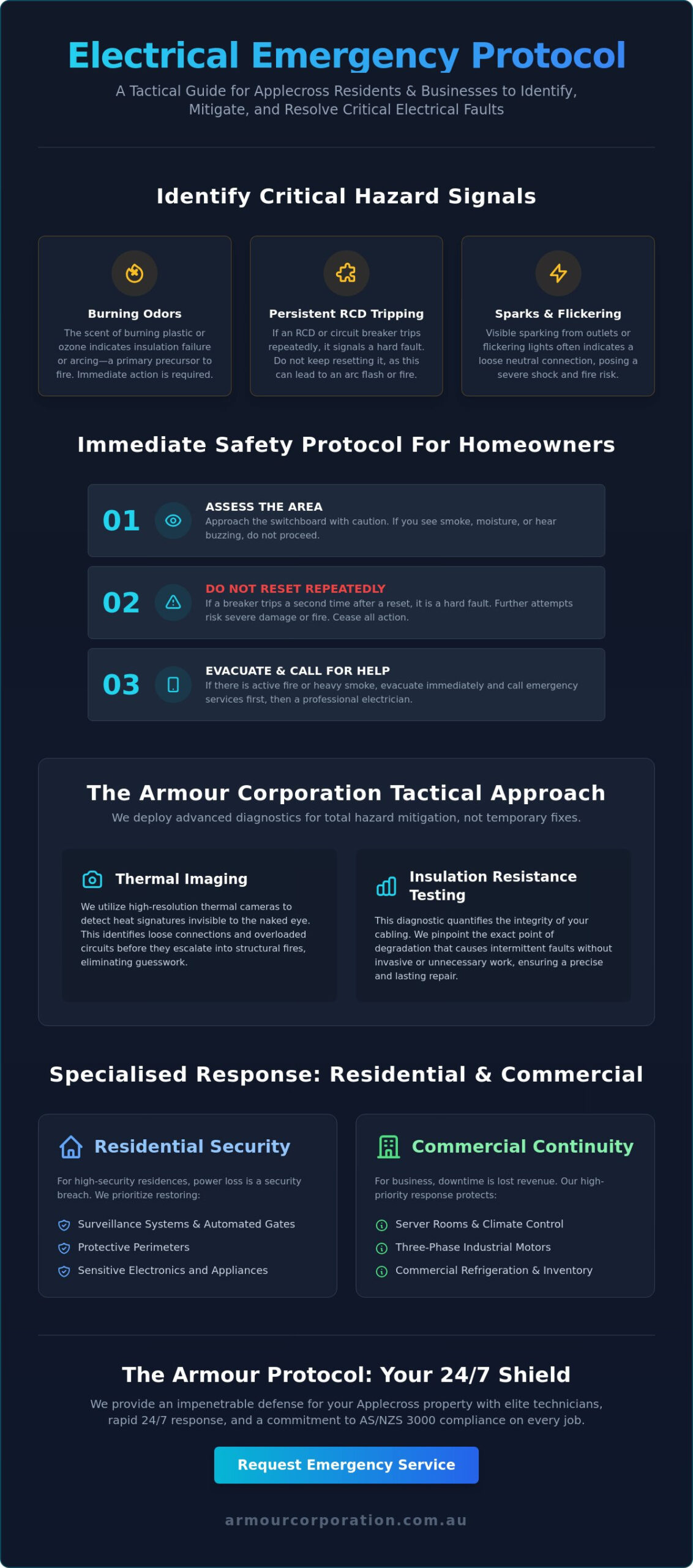 24 Hour Electrician Applecross: Rapid Response & Electrical Fault Mitigation - Infographic