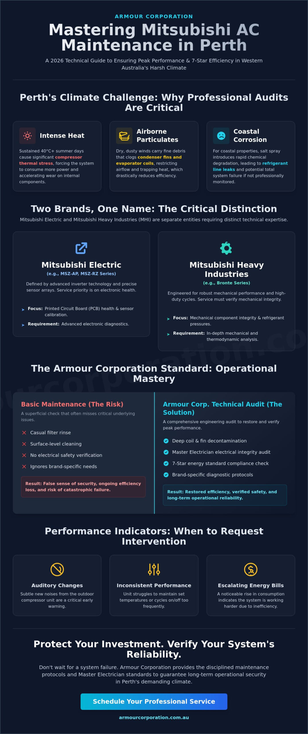 Mitsubishi Air Conditioner Service Perth: 2026 Professional Maintenance Guide - Infographic