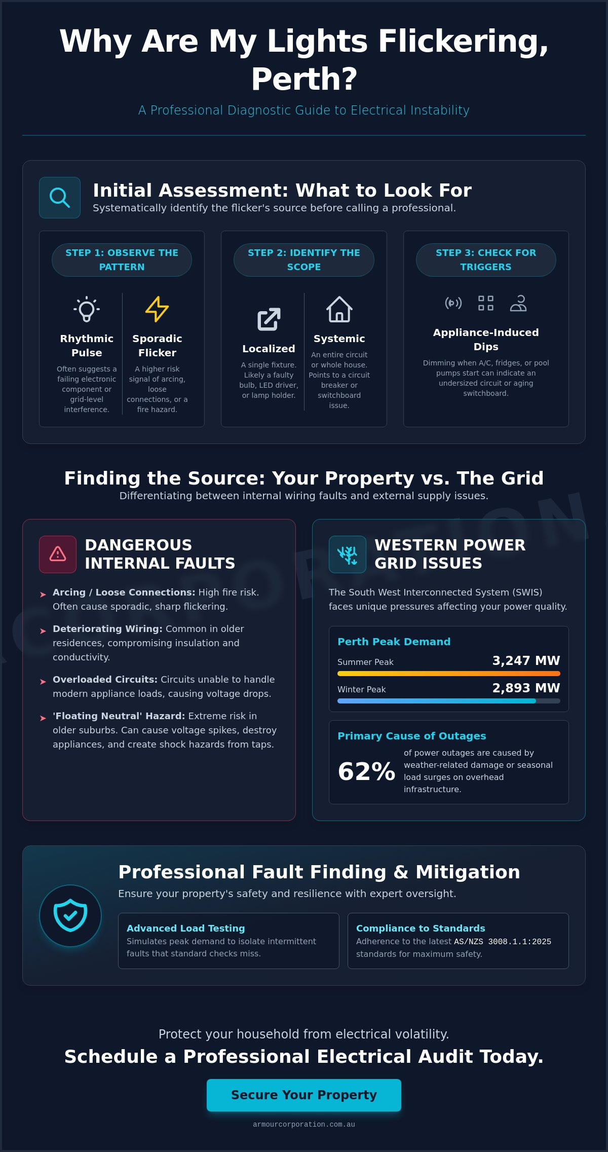 Why Are My Lights Flickering in Perth? A 2026 Professional Diagnostic Guide - Infographic